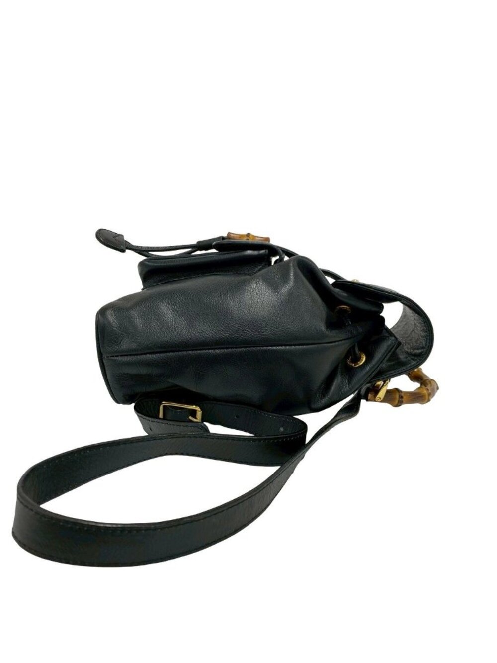 Gucci Vintage Bamboo Leather Backpack Black - Picture 6 of 10